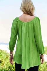 Crinckled Texture Fabric Round Neck Swing Top Davi & Dani