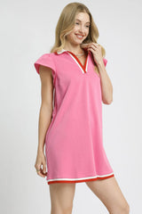 Contrast Trim Cap Sleeve Mini Dress Umgee