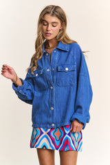 Snap Down Long Sleeve Denim Shacket J.NNA