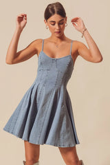 A Line Fit and Flare Denim Mini Dress So Me