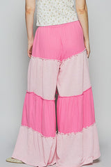 Two Tone Drawstring Wide Leg Pants POL