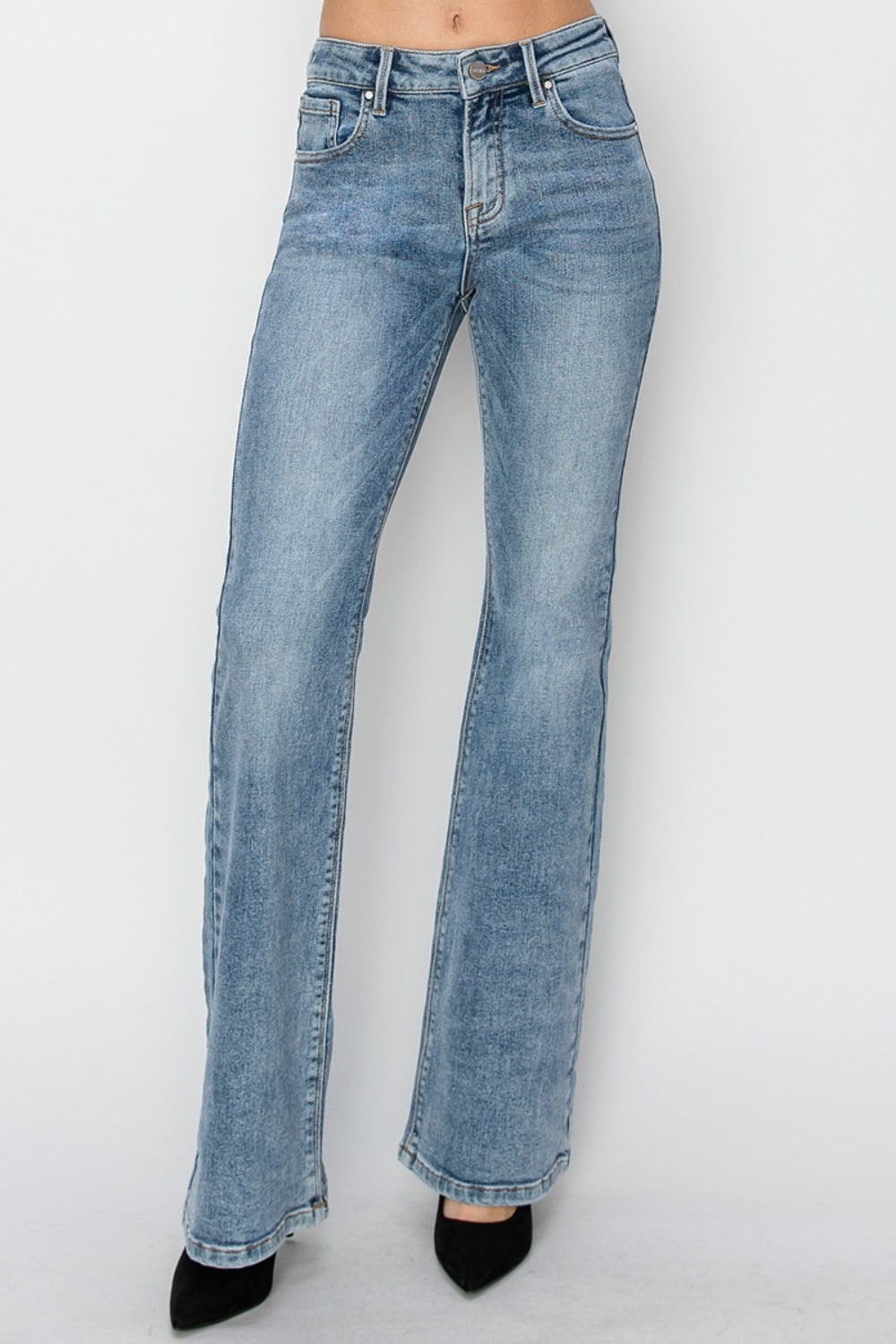 Full Size Mid Rise Bootcut Jeans Risen Medium 0(24)