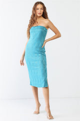 Geometric Print Strapless Side Slit Dress LE LIS