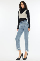 Raw Hem High Rise Straight Jeans Kancan