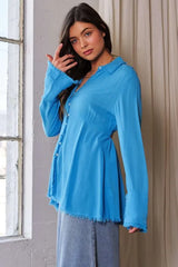 Davi & Dani V-Neck Open Back Adjustable Babydoll Shirt Trendsi