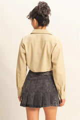 Washed Tie Front Crop Top HYFVE