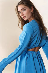 Davi & Dani V-Neck Open Back Adjustable Babydoll Shirt Trendsi