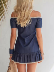 Lace Detail Off Shoulder Mini Dress Simmer & Fay