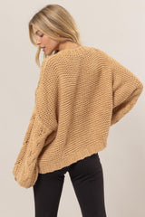 Relaxed Cable Knit V-Neck Sweater HYFVE