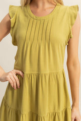 Round Neck Ruffle Sleeve Tiered Dress HYFVE