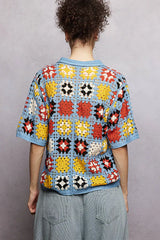 Crochet Short Sleeve Relaxed Fit Shirt POL