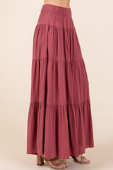 Tier Detail Smocked Elastic Waist Wide Leg Pants Mittoshop