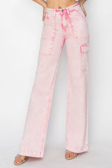High Rise Wide Leg Cargo Pocket Jeans Risen