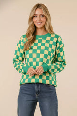 BiBi Checkered Pattern Sweater Trendsi