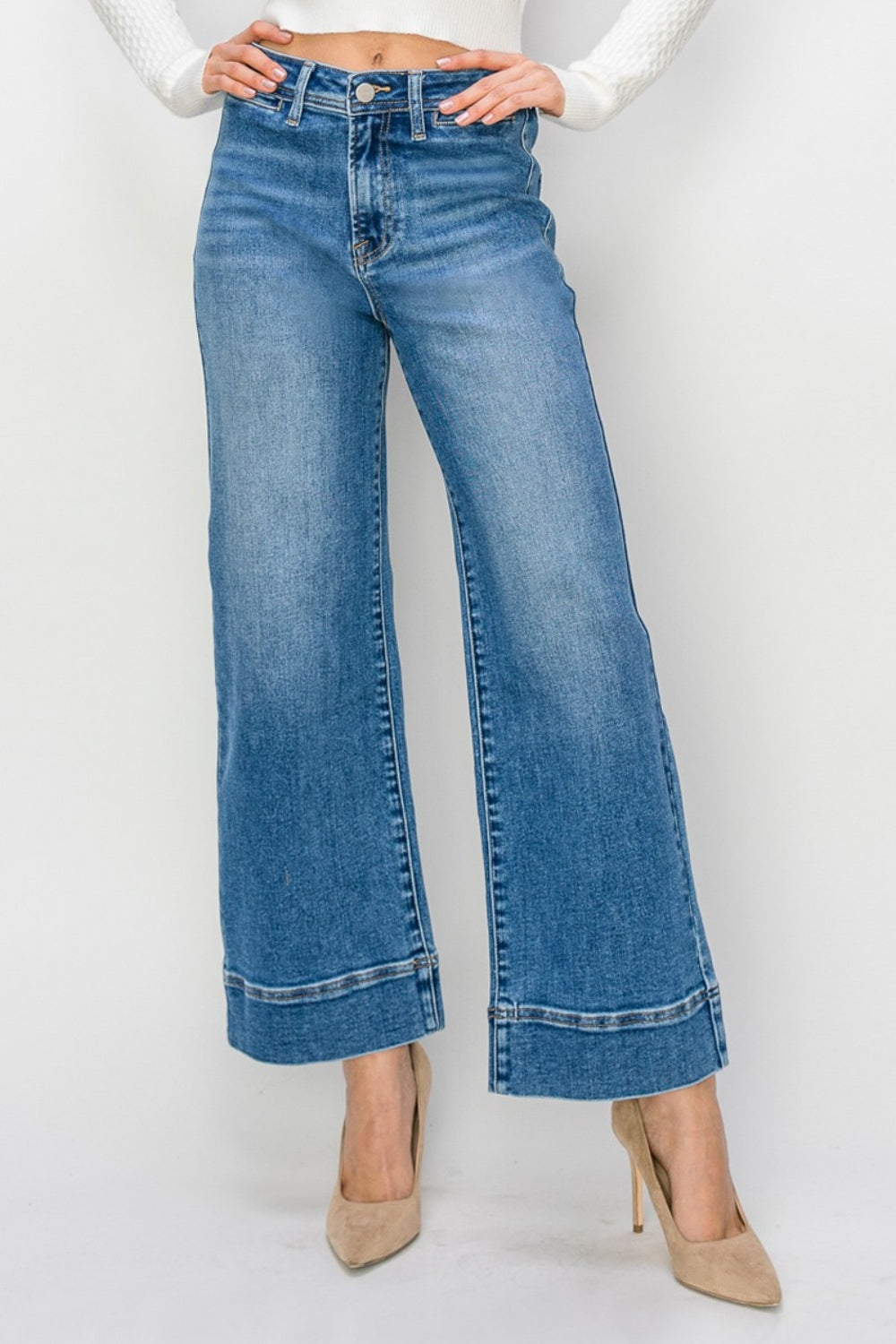 Full Size High Rise Wide Leg Jeans Risen Medium 0(24)