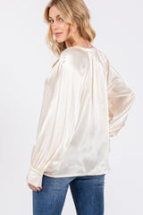 Notched Long Sleeve Raglan Blouse Sage + Fig