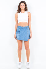 Cargo Pocket Denim Skort American Bazi