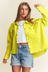 Snap Down Long Sleeve High Low Shacket J.NNA