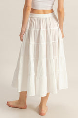 Double Gauze Tiered Midi Skirt with Pockets HYFVE