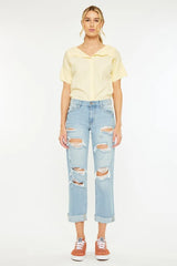 Mid Rise Distressed Boyfriend Jeans Kancan