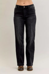 Mid Rise Straight Western Seam Detail Jeans Judy Blue BK 0(24)