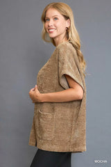 Open Front Knit Cardigan with Front Pockets Umgee