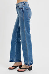 Raw Hem Ankle Bootcut Jeans Plus Size Risen