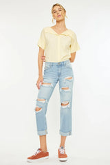 Mid Rise Distressed Boyfriend Jeans Kancan LIGHT 0/23