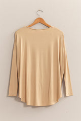 Draped Drop Shoulder V-neck Long Sleeve Top HYFVE