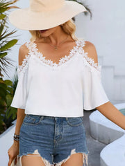 Cold Shoulder Lace Trim Blouse Simmer & Fay