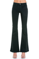 Mid Rise Flared Bell Bottom Denim Jeans O2 Denim Olive 24