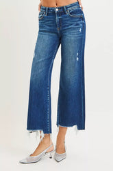 High Rise Crop Wide Leg Jeans Risen DARK 0