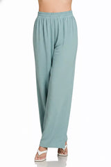 Zenana Woven Airflow Elastic Waistband Pants Trendsi