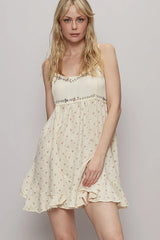 Ruffled Hem Floral Print Cami Mini Dress POL