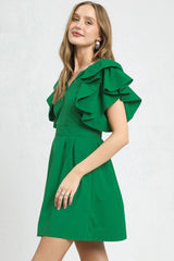 Double Ruffle Sleeve Smocked Fit and Flare Dress Umgee