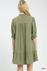 Umgee Lace Yoke Tiered Mini Dress Trendsi