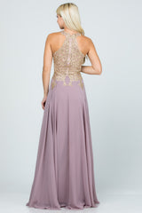 Plus Size Off The Shoulder Chiffon Embellished Gown LA SCALA