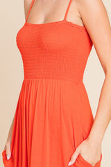 Smocked Cami Maxi Dress with Pockets Culture Code