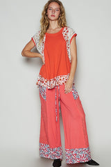 Floral Frayed Hem Crochet Cap Sleeve Top POL