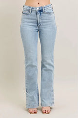 Tummy Control Vintage Wash Side Slit Slim Boot Jeans with Plus Size Judy Blue Light 0(24)