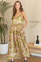 Ruffled Tiered Scoop Neck Long Cami Dress Adora