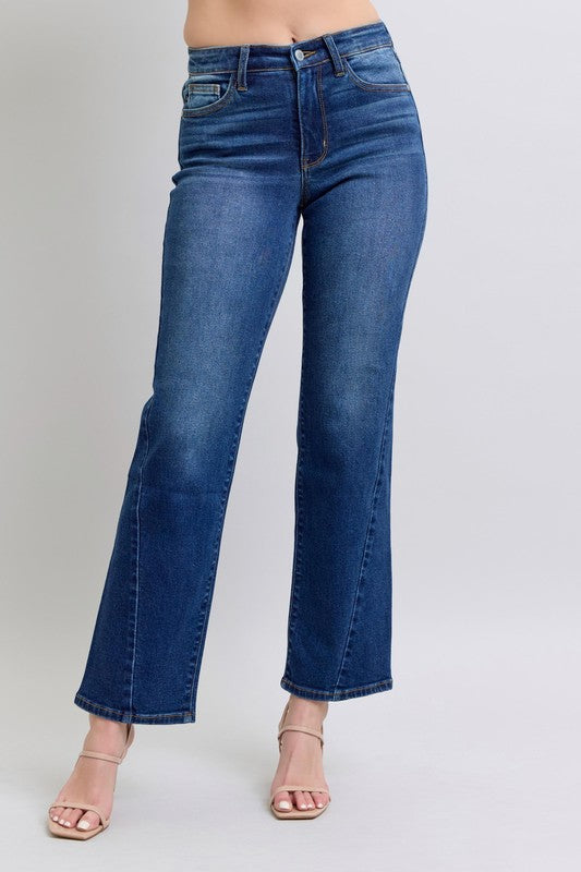 Side Seam Detail Straight Jeans with Pockets Judy Blue Medium 0(24)