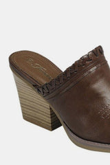 Brown Pointy Toe Slip On Chunky Mules Forever Link