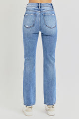 Distressed High-Rise Ankle Straight Jeans Risen