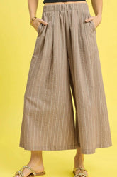 Pinstripe Crop Palazzo Pants Umgee Camel S