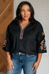 All In Me Embroidered V-Neck Blouse One Eleven North