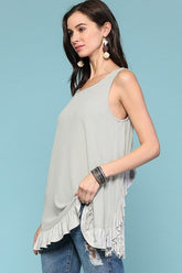 Boho Ruffle Hem Back Lace Tank Top SALE