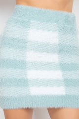 Mint Sage Plaid High-rise Fuzzy Mini Skirt SALE