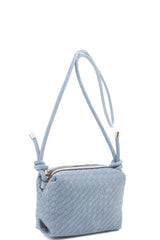 Braided Mini Zip Top Crossbody Bag SALE Blue