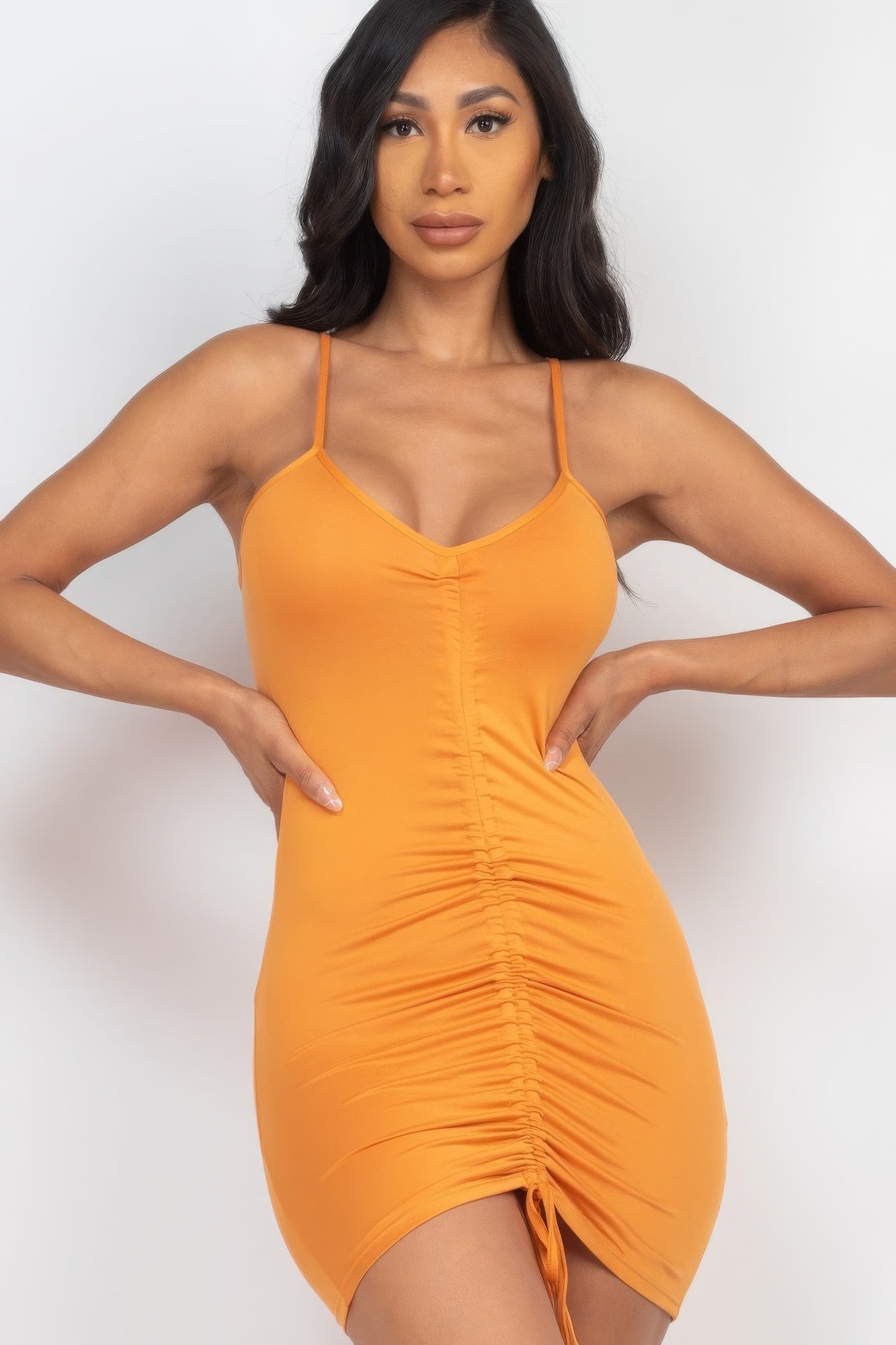 Adjustable Ruched Front Detail Bodycon Mini Dress SALE S